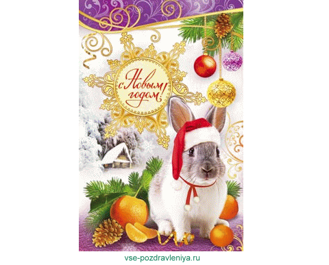 Новогодняя открытка, с поздравлением на новый 2011 год кролика! Новогодняя открытка, с поздравлением на новый 2011 год кролика!